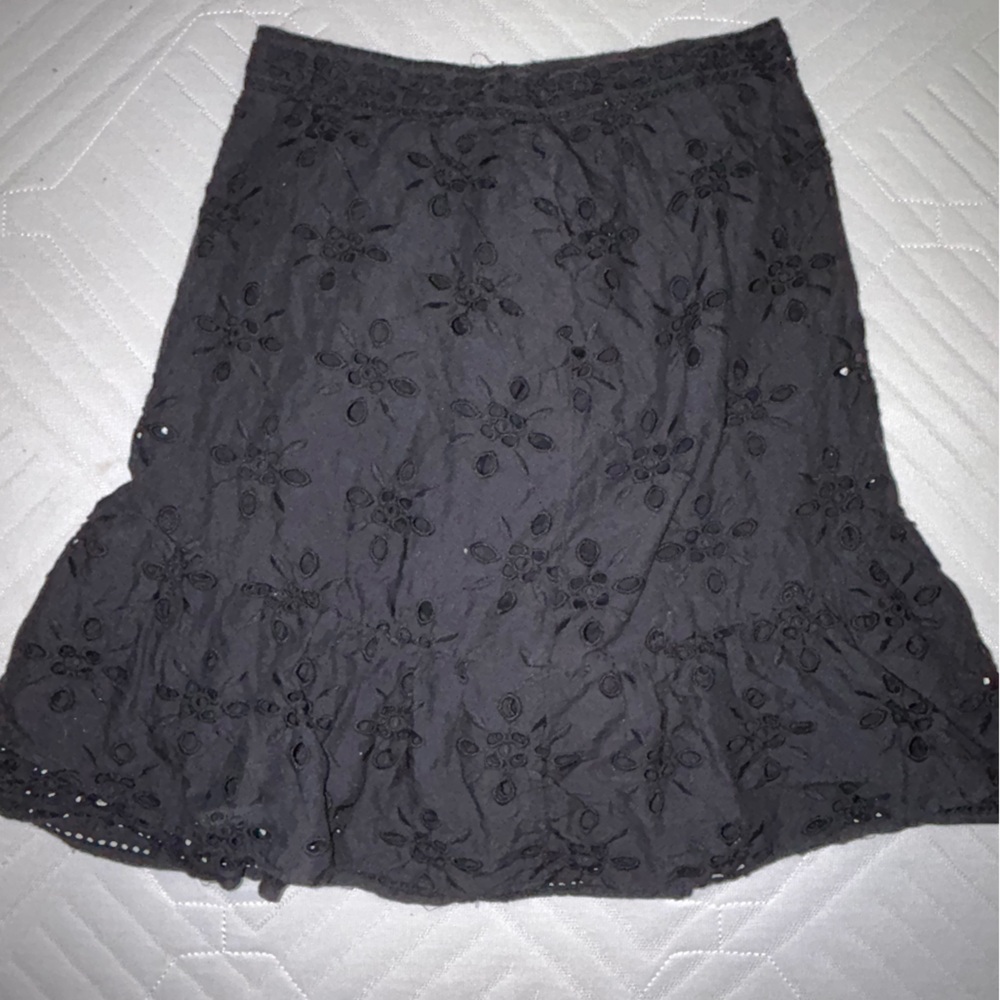 Express Black Floral A-Line Skirt